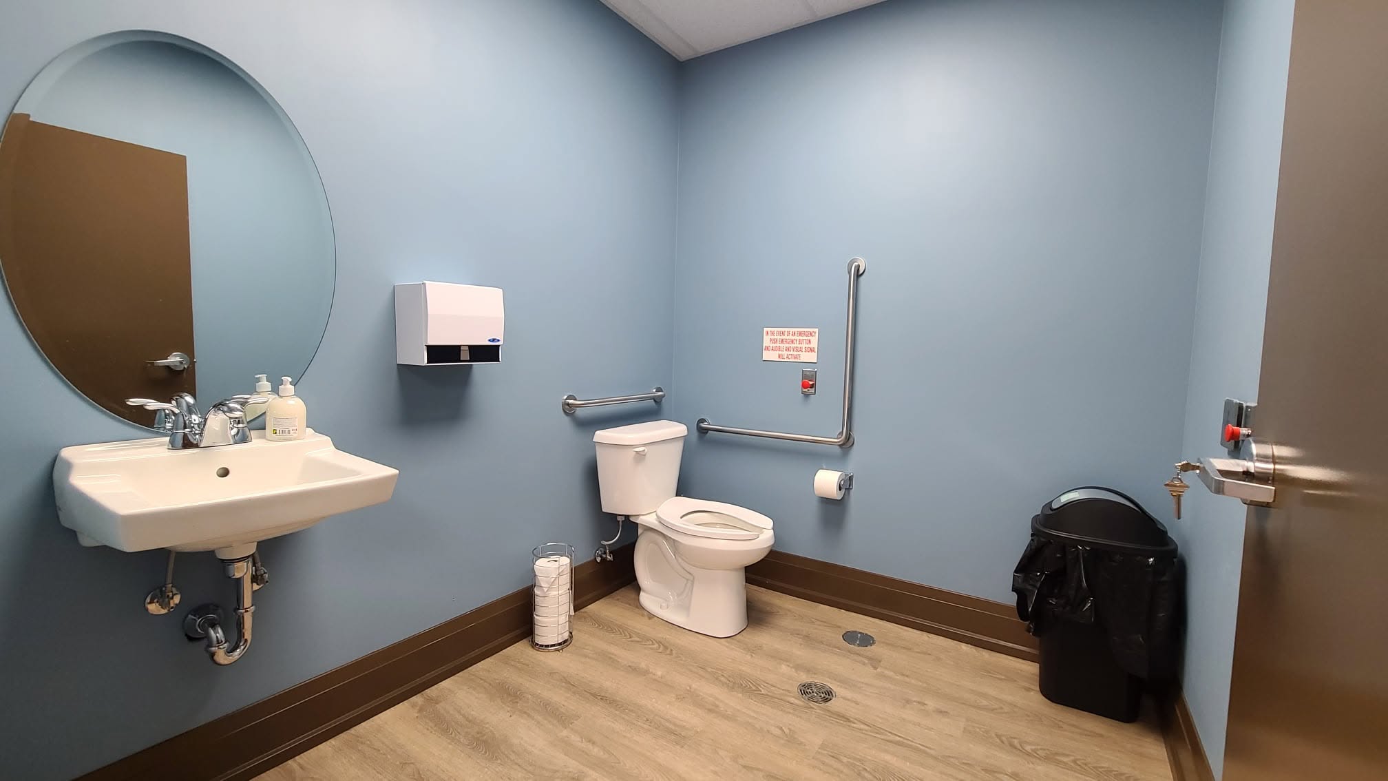 Accessible washroom within the completed animal hospital