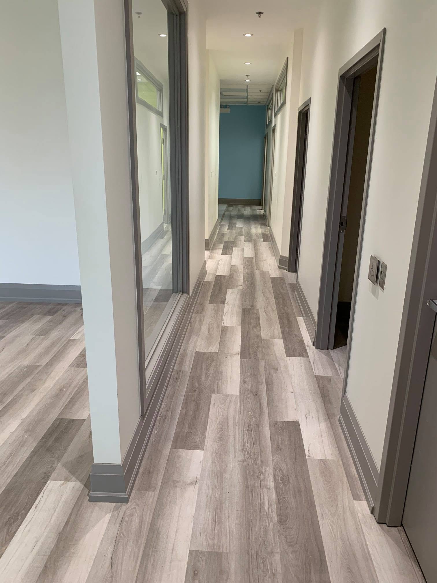 Finished corridor connecting clinical spaces